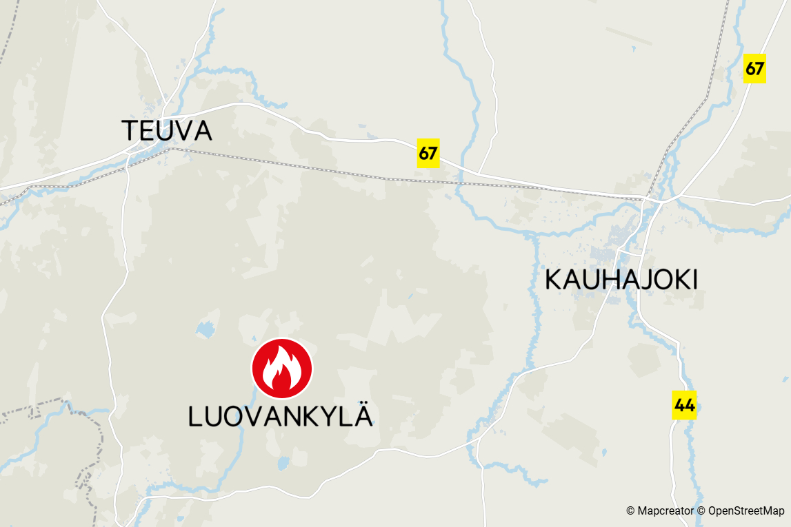 Ulkorakennus tuhoutui tulipalossa Teuvalla