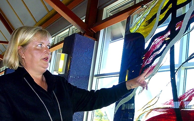 Kaarina Heikinheimo esitteli uutta Pintaa syvemmälle -teostaan Vaasan uimahallissa vuonna 2007. Arkistokuva