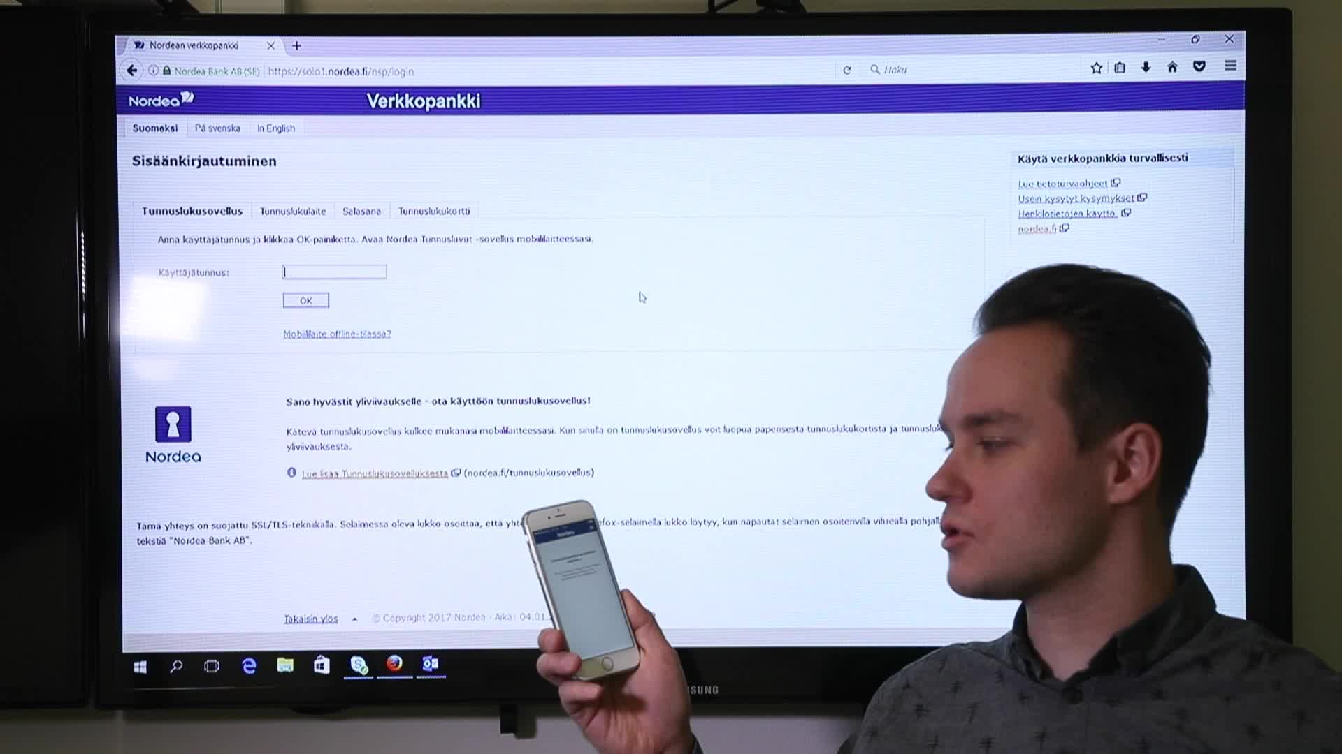 Video: Näin verkkopankkiin kirjaudutaan Nordean tunnuslukusovelluksella