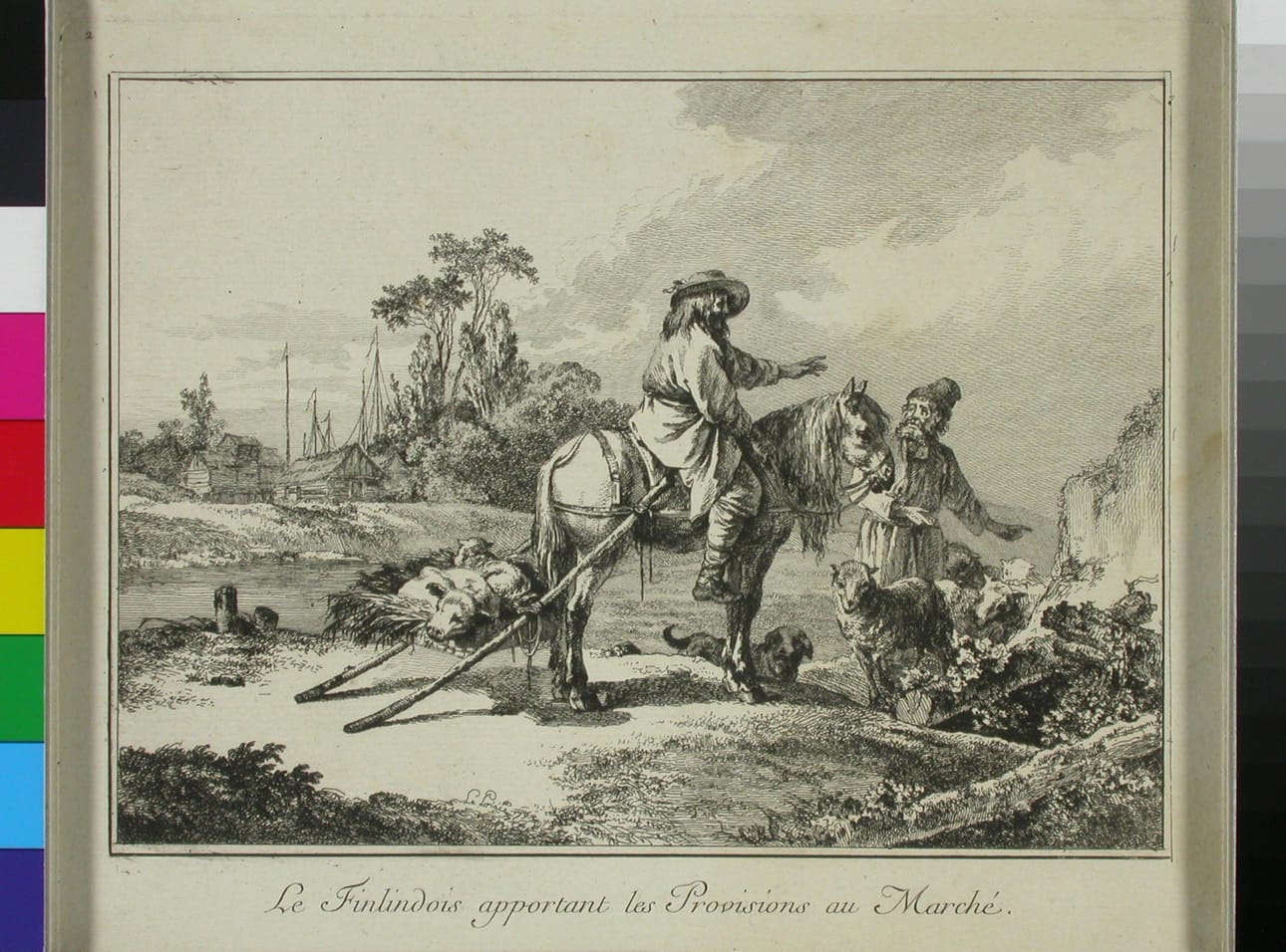 Ranskalaisen taidemaalarin Jean Babtiste LePrincen varsin mielenkiintoinen näkemys suomalaisesta talonpojasta markkinamatkalla. Teos on vuodelta 1765.