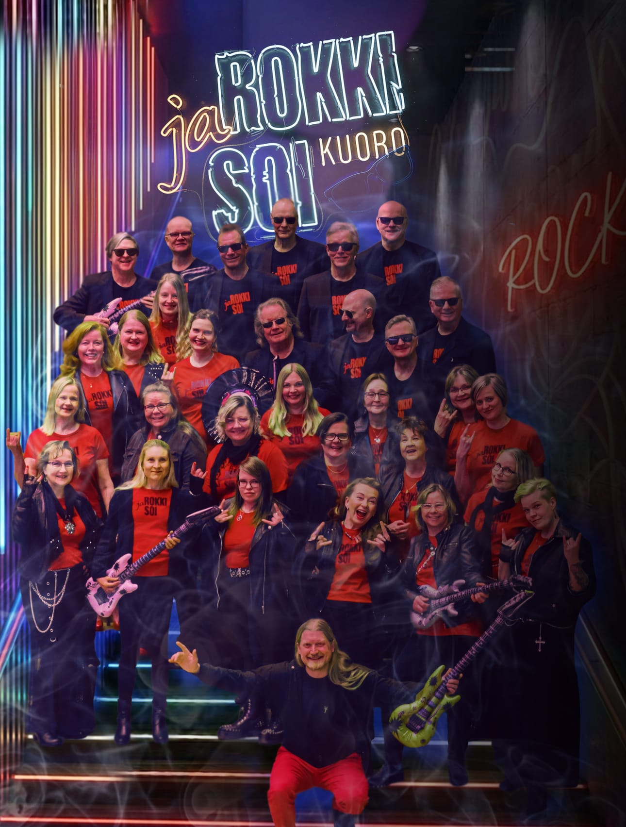 Hyvästä menosta ja menevästä musiikista vastaa päivän aikana Ja rokki soi -kuoro.