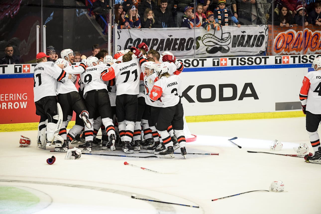JYP:in pelaajien riemu repesi Växjön kaaduttua CHL:n eli jääkiekon Mestarien liigan finaaliottelussa maalein 2-0.