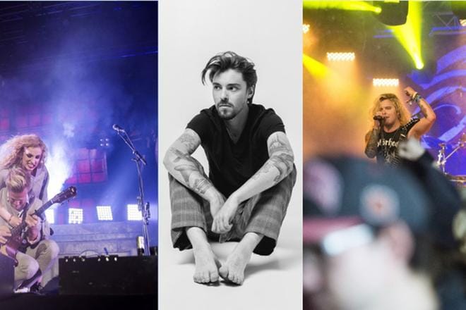 Muun muassa Haloo Helsinki! -yhtyeen Ellin (vas., yllä), vuoden tulokkaana palkittu LEO (kesk.) ja Santa Cruz -rockyhtyeen solisti Archie Cruz päästivät joko suomeksi tai englanniksi ärräpäitä suorassa lähetyksessä Emma-gaalassa lauantai-iltana. KUVA: Elias Lahtinen, Tero Ahonen (Sonyn lehdistökuva), Joonas Salli