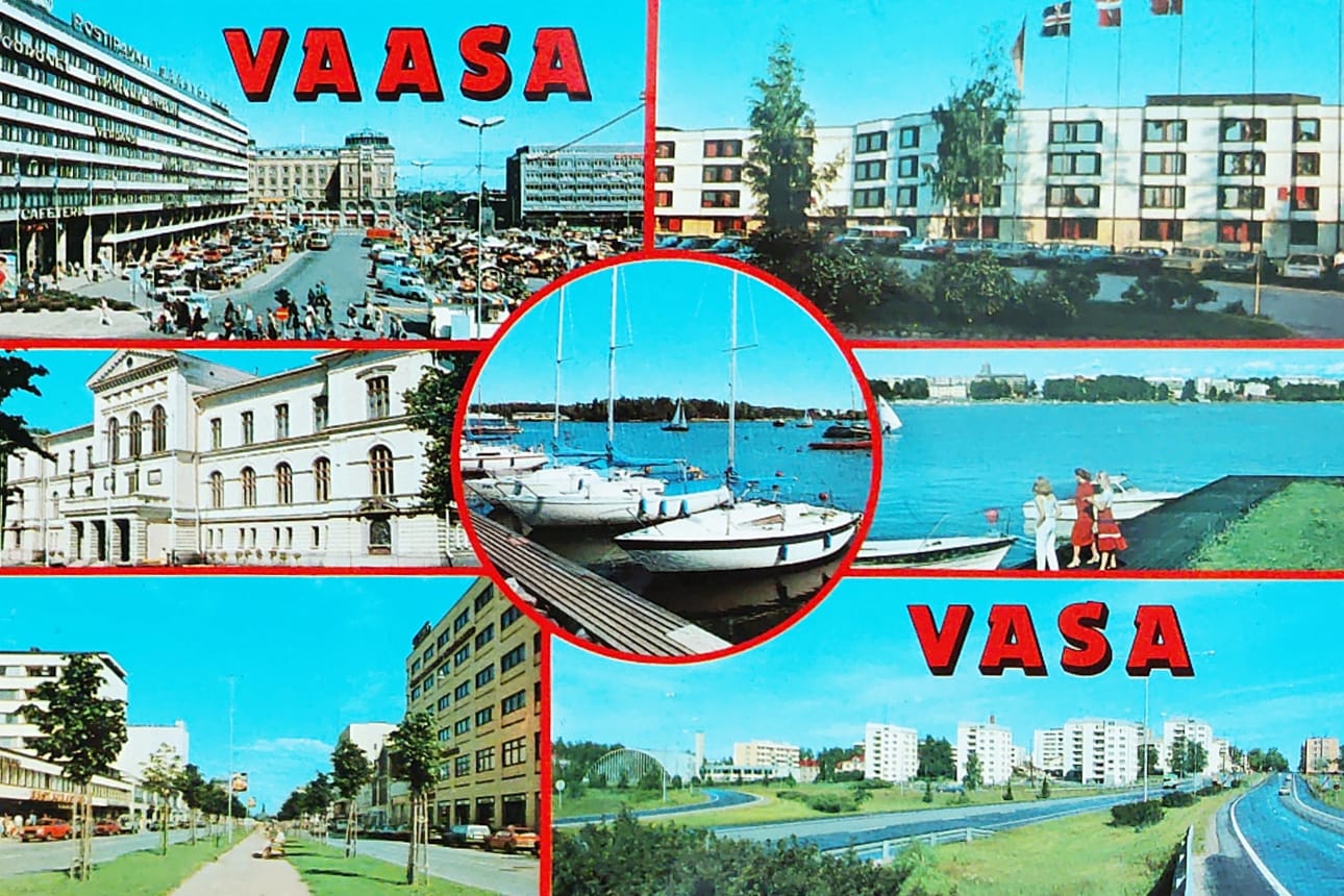 Vanha maisemapostikortti innoitti Toni Viemerön kuvaamaan vaasalaiset maamerkit toisintona.