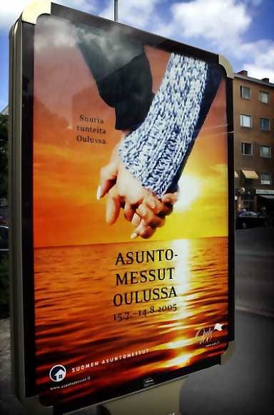Kylmä kaupunki? Oulun asuntomessujen mainoksen viesti jakaa mielipiteitä.