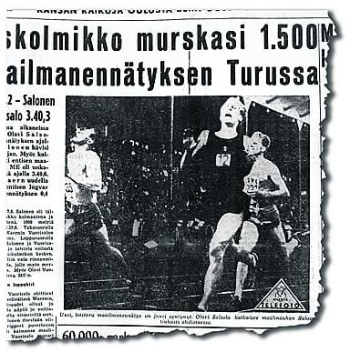 Kalevan urheilusivujen lähtöjuttu käsitteli tasan 50 vuotta sitten Olavien hurjaa juoksua Turussa.