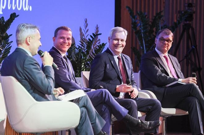 Pääministeriehdokkailla on nyt tarjolla tie EU-vaikuttajaksi. Neljän suuren puolueen puheenjohtajat vaalipaneelissa Vero 2019 -tapahtumassa: vasemmalta Pekka Haavisto, Petteri Orpo, Antti Rinne ja Juha Sipilä. KUVA: Kimmo Brandt/compic