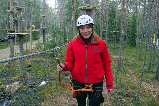 Gerarda Katakinaite-Gull haaveilee vielä nykyistä suuremmasta seikkailupuistosta. Uusien ratojen rakentaminen Zip Adventure Parkiin alkaa mahdollisesti jo loppukesästä. Kuva: Janette Litmanen