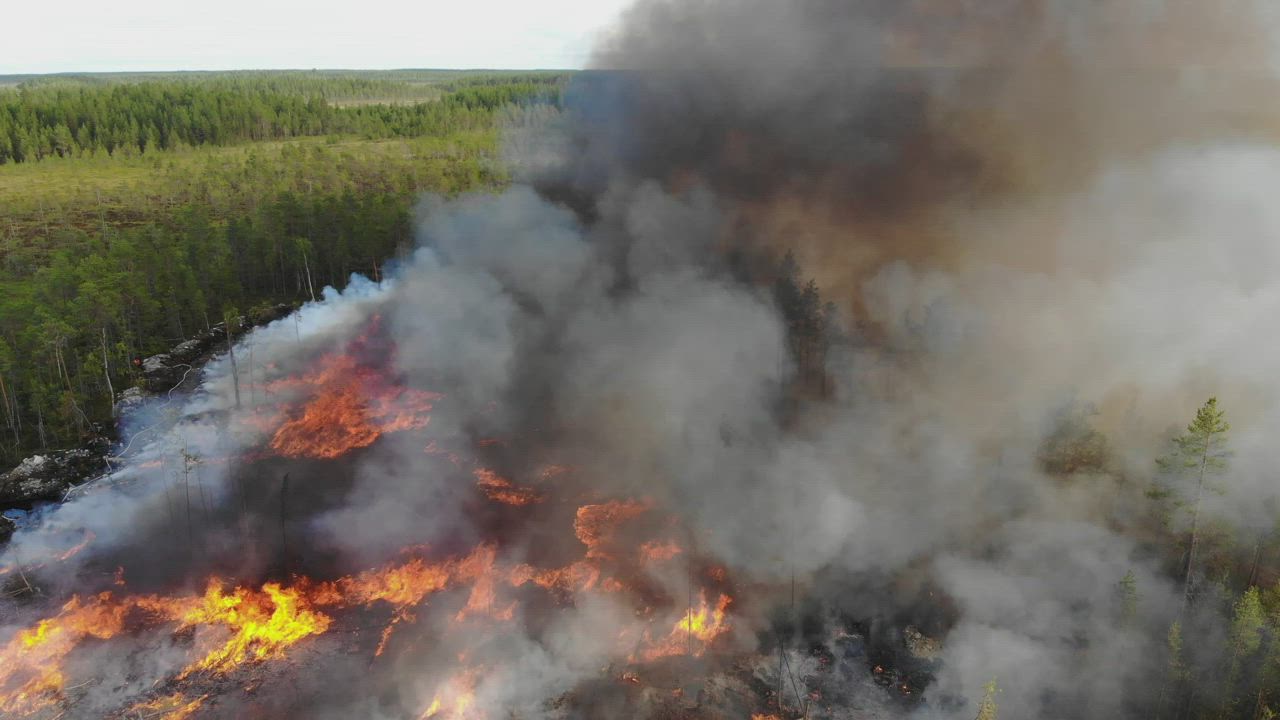 Maastopalo roihuaa ja savuttaa