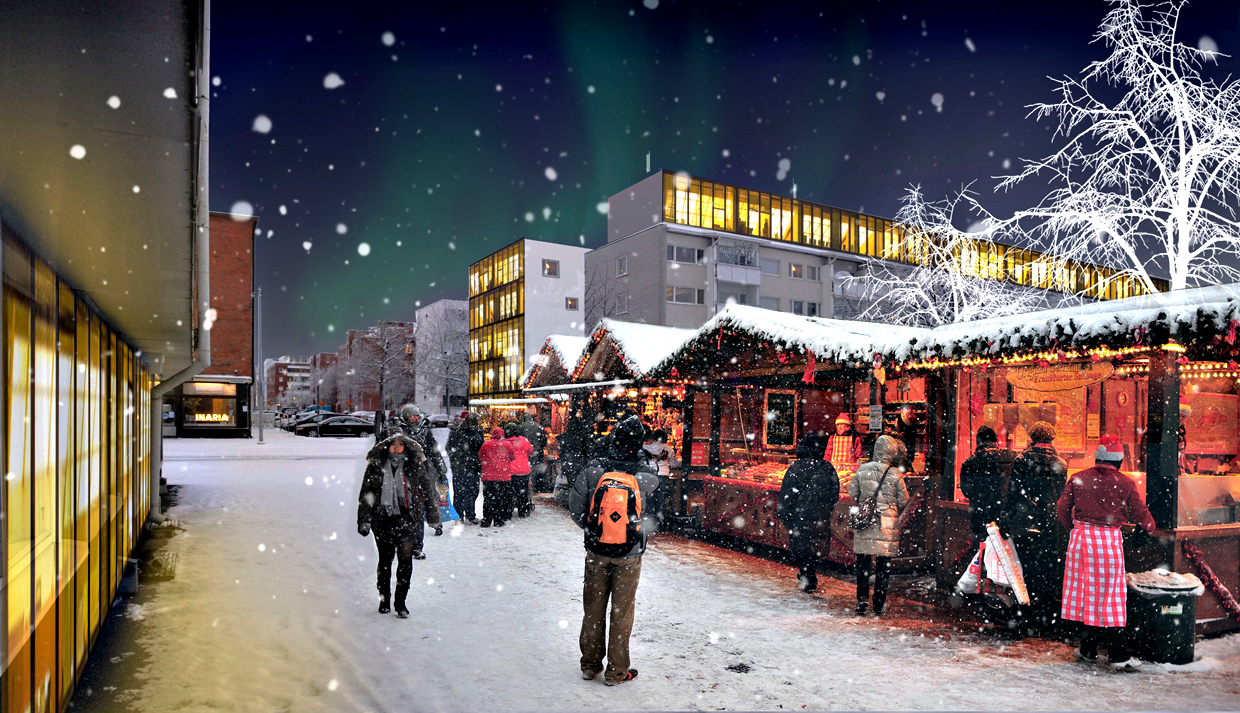 Pop-up kahvilat elävöittäisivät Heinätoria ympäri vuoden.