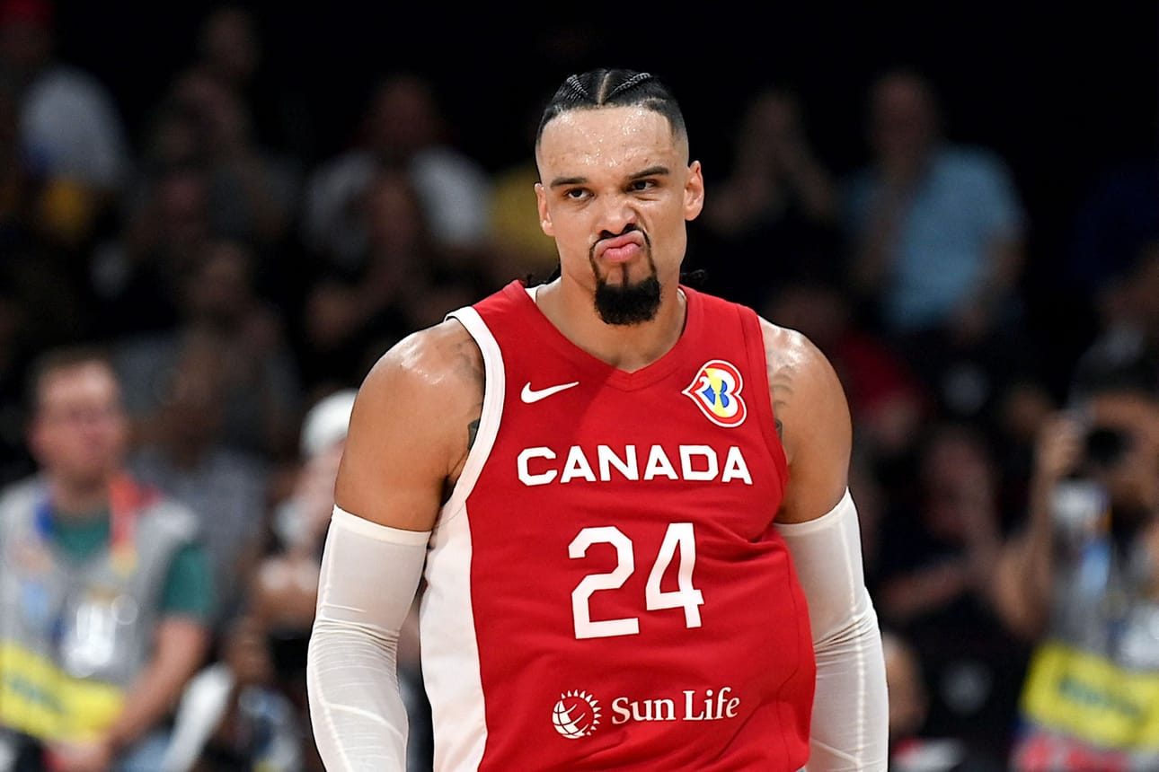 Kanadan Dillon Brooks hääri MM-pronssiottelussa kentän tehokkaimpana ja pussitti 39 pistettä. LEHTIKUVA/AFP