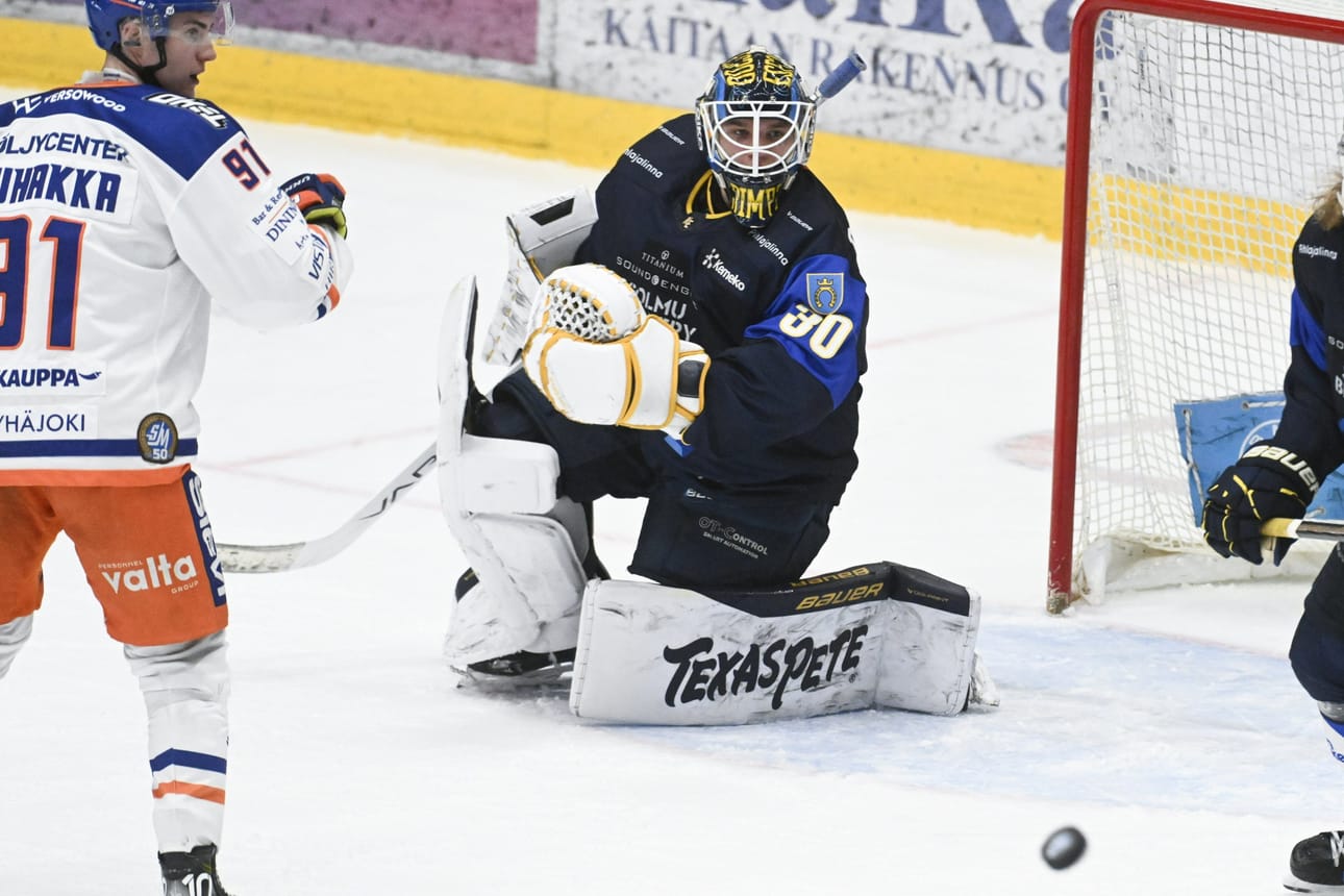 Kiekko-Espoon maalivahti Petteri Rimpinen varattiin viidennellä kierroksella Los Angeles Kingsiin. LEHTIKUVA / MIKKO STIG