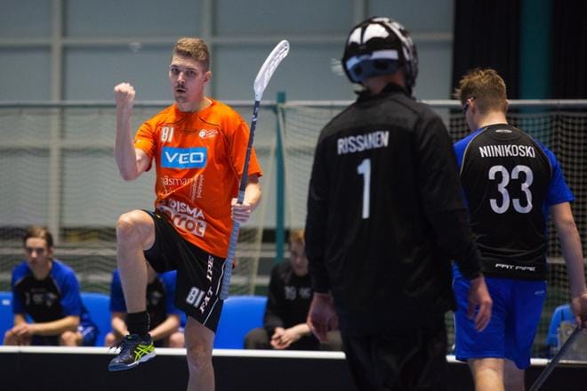 SB Vaasan Jesse Palmbergin 6-1- maalin tuuletus oli maltillinen. Kuva: Minna Antila