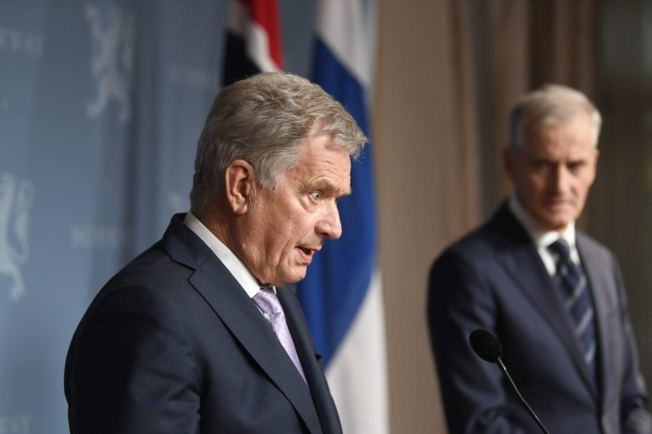 Niinistö tapasi maanantaina pääministeri Jonas Gahr Stören. Lehtikuva / Jussi Nukari