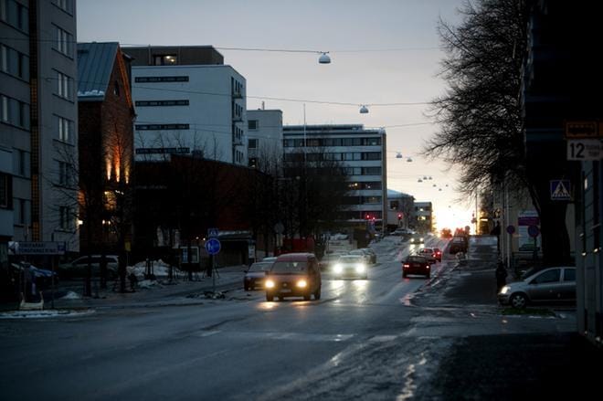 Vaasassa ei ole juurikaan lunta, mutta aatonaaton ajokelikin selkeni nopeasti. Kuva: Jaakko Elenius