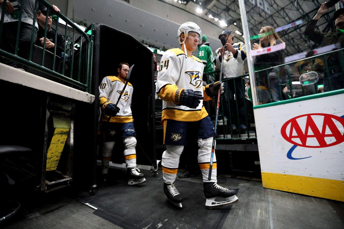 Suomalaishyökkääjä Mikael Granlundin maali ei auttanut Nashville Predatorsia voittoon. Arkistokuva. LEHTIKUVA / Getty Images / AFP