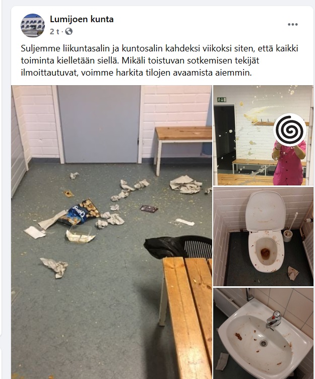 Lumijoen kuntosali ja liikuntasali suljetaan toistuvan ilkivallan vuoksi kahdeksi viikoksi – lumijokinen saliharrastaja lupaa tekijöiden jäljille johtavasta vinkistä 200 euron palkkion