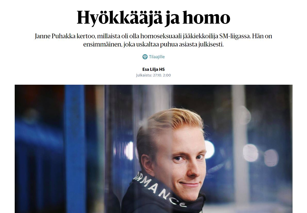 HS: Bluesissa pelannut Janne Puhakka kertoo ensimmäisenä, millaista oli olla homoseksuaali Suomen jääkiekkoliigassa