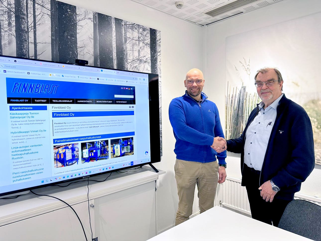 Prodmac oy:n omistaja Mika Koivuniemi ja Finnblast oy:n toimitusjohtaja Seppo Koivuniemi.
