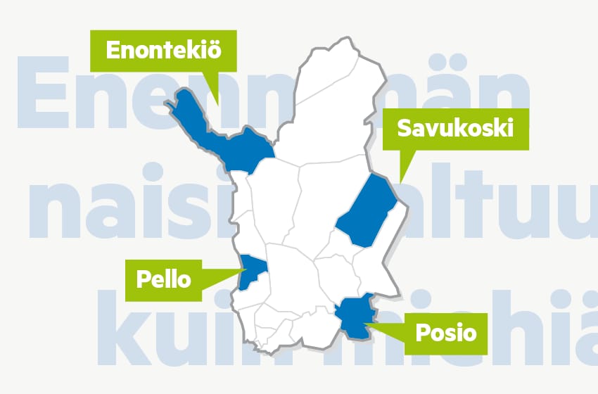 Neljään Lapin kuntaan valittiin enemmän naisia valtuustoon kuin miehiä.