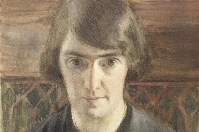 Mustavalkoinen kuva tästä maalauksesta kiinnitti museonjohtaja Pälvi Myllylän huomion. Olga Gummerus-Ehrström oli omistanut akvarellin tädilleen, Vaasan ruotsalaisen tyttökoulun johtajana toimineelle Augusta Krookille. Mihin maalaus oli kulkeutunut? Oliko teosta enää olemassa? Myllylä lähti selvittämään. Ylläolevassa kuvassa on osa teoksesta.