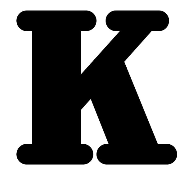 Tabloid-kokoisessa Kalevassa juttujen loppuun laitetaan K-kirjain.