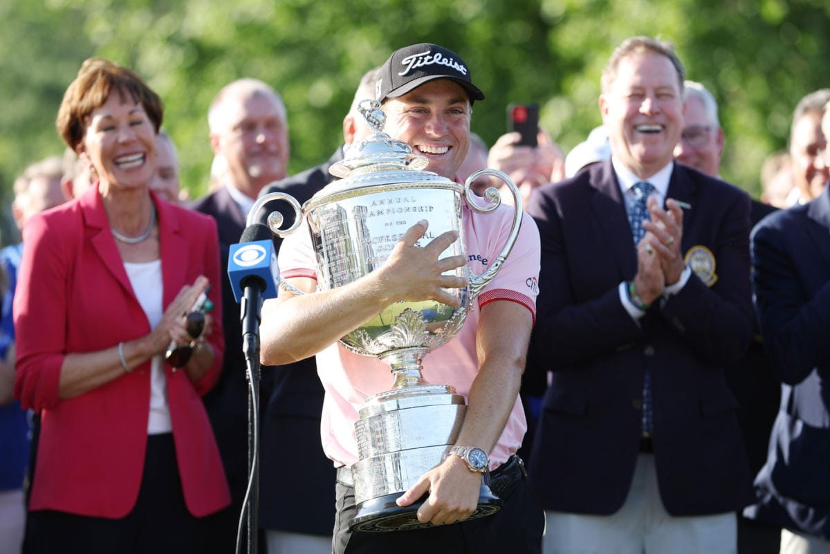 Justin Thomas otti uransa toisen arvokisavoiton. LEHTIKUVA/AFP