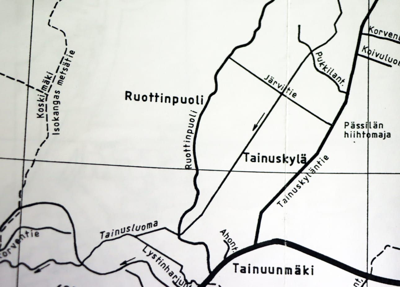 Vanha Jurvan kunnan osoitekartta on Ruottinpuolen nimiasusta samaa mieltä kuin tarinan kertonut ruottinpuolelainen.