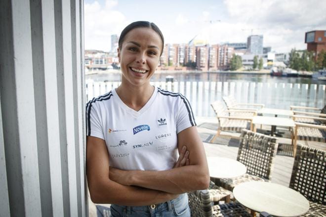 Seitsenottelija Maria Huntington on valmiina Tokion 7-otteluun. Kuva: Lehtikuva/Kalle Parkkinen
