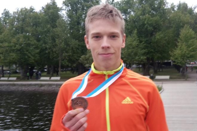 Antti Ihamäki voitti uransa ensimmäisen aikuisten SM-mitalin aikuisten sarjoissa torstaina Lappeenrannassa. Kuva: Minna Kallasvuo