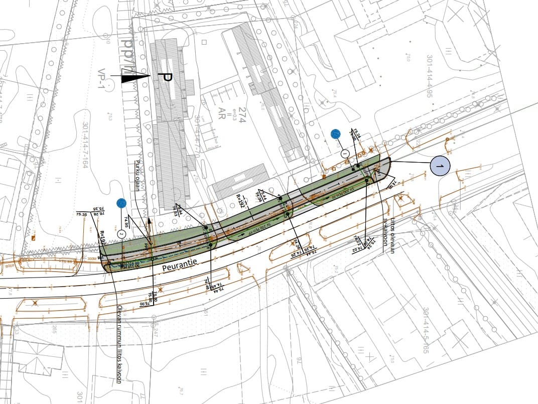 Peurantien varteen rakennetaan jalankulun ja pyöräilyn väylää uuden luhtitalon kohdalle.