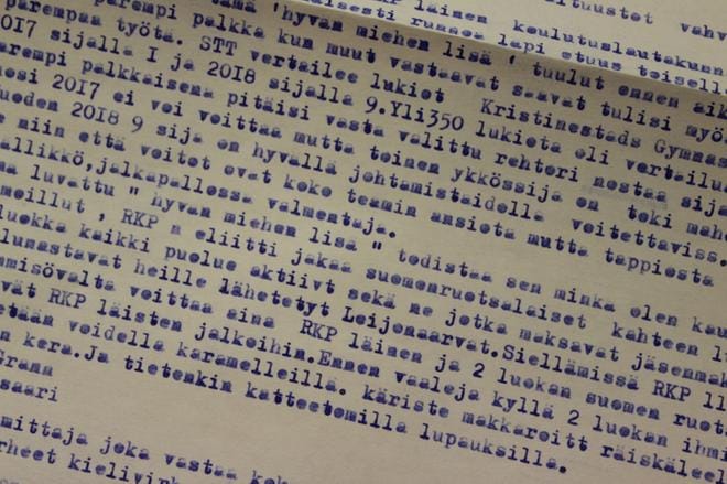 Pääkirjoituksen (SS 20.6.) innoittamana Jarl Grann halusi kirjoittaa lähetettyjä-palstalle. - Joten kävin kirpputorilla ostamassa kirjoituskoneen. Se ei toimi kunnolla ja koneen kirjaimet ovat putsauksen tarpeessa, hän pahoitteli kirjeessään.