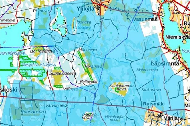 Geologian tutkimuskeskus tekee geologista maastokartoitusta karttaan (sinisellä) merkityllä alueella.
