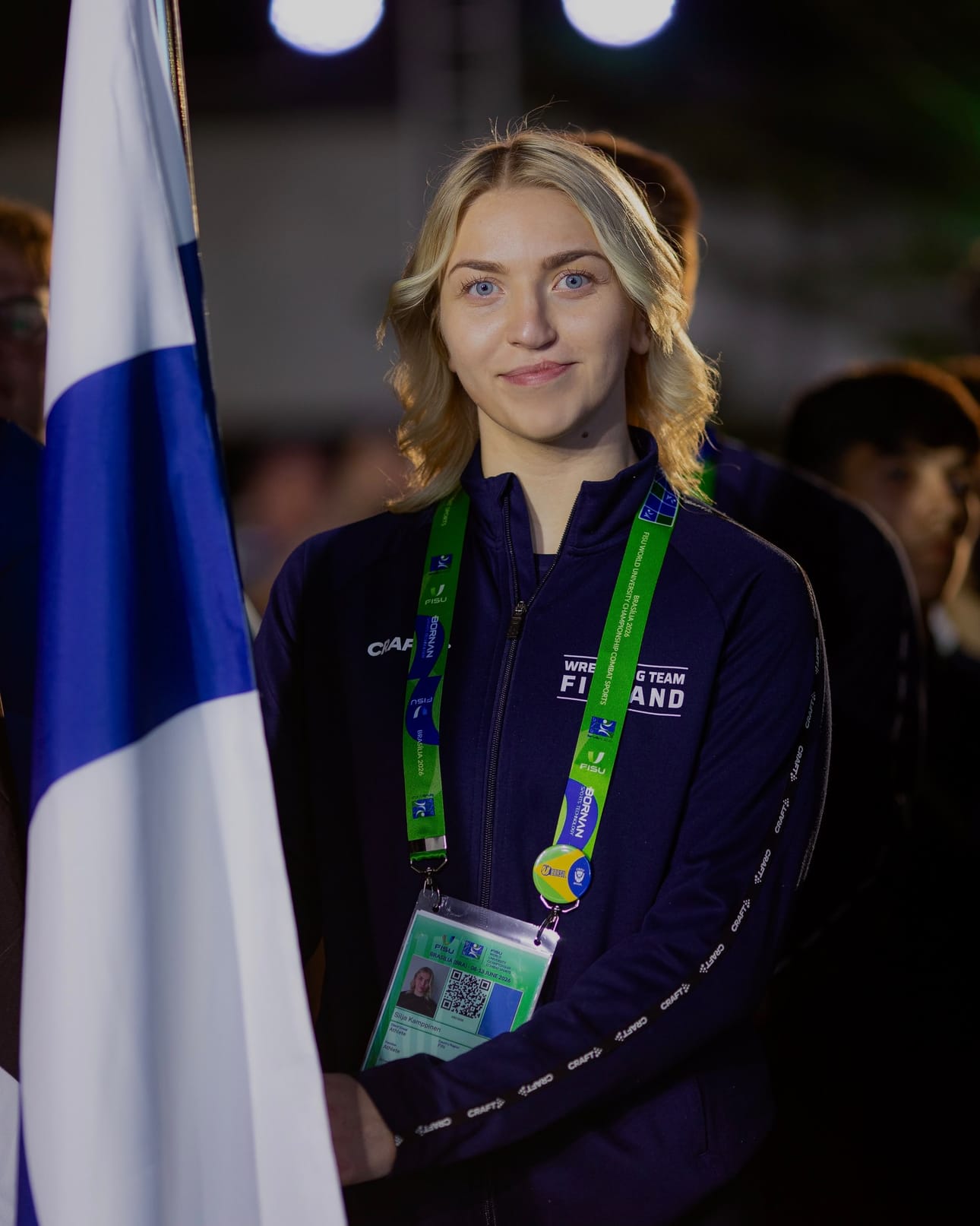KuKun painija Silja Kamppinen kantoi Suomen lippua opiskelijoiden MM-kisoissa Brasiliassa kesäkuussa.