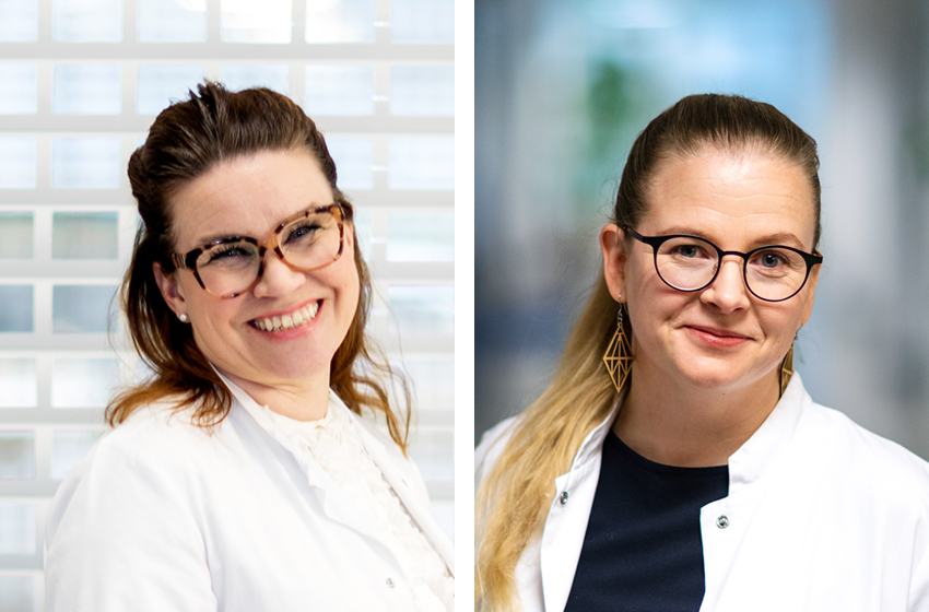 OYSin vastuualuepäällikkö ja naistentautien ja synnytysten erikoislääkäri Sanna Eteläinen (vas.) ja Terveystalon työterveyslääkäri Niina Marjala vastasivat kysymyksiin vaihdevuosista.