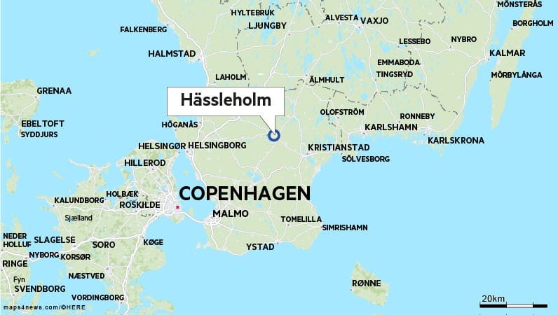 Hässleholmin kunta sijaitsee 90 kilometriä Malmösta koilliseen.