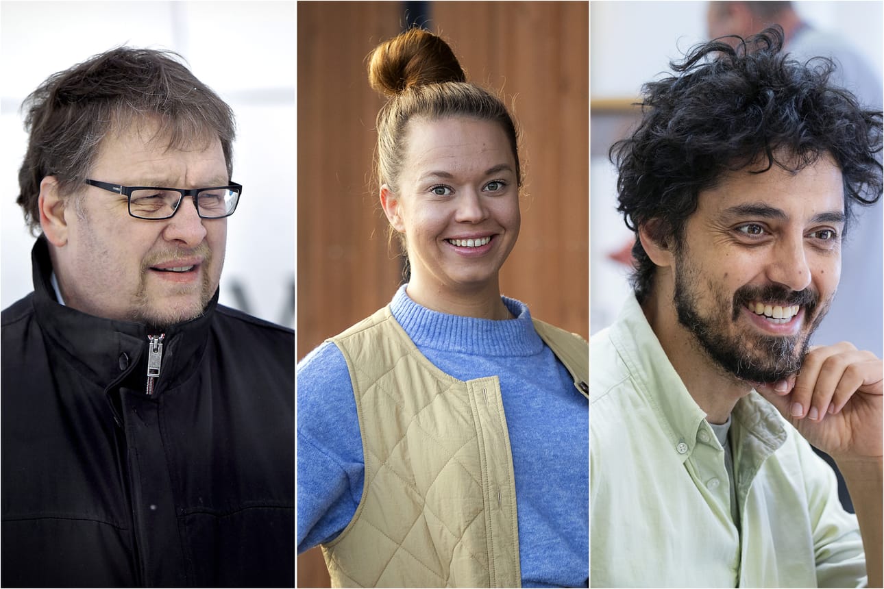 Pääluottamusmies Ralf Holmlund, pesulayrittäjä Jenni Parpala ja Strömsö-kokki Julien Huéber.