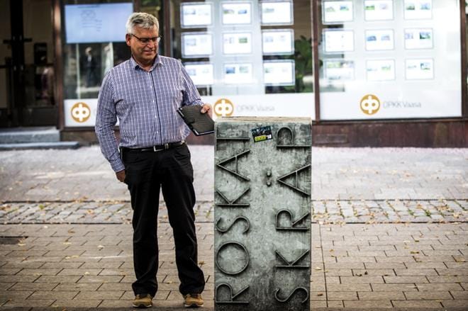 Vasekin projektipäällikkö Göran Östberg uskoo edelleen jälleenkäyttökauppakeskuksen tulevaisuuteen. KUVA: OUTI NEUVONEN