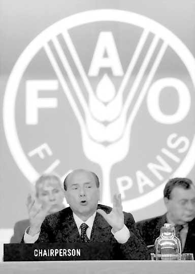 Kokousisäntä. Italian pääministeri Silvio Berlusconi puhui YK:n ruokakokouksen päätöspäivänä.