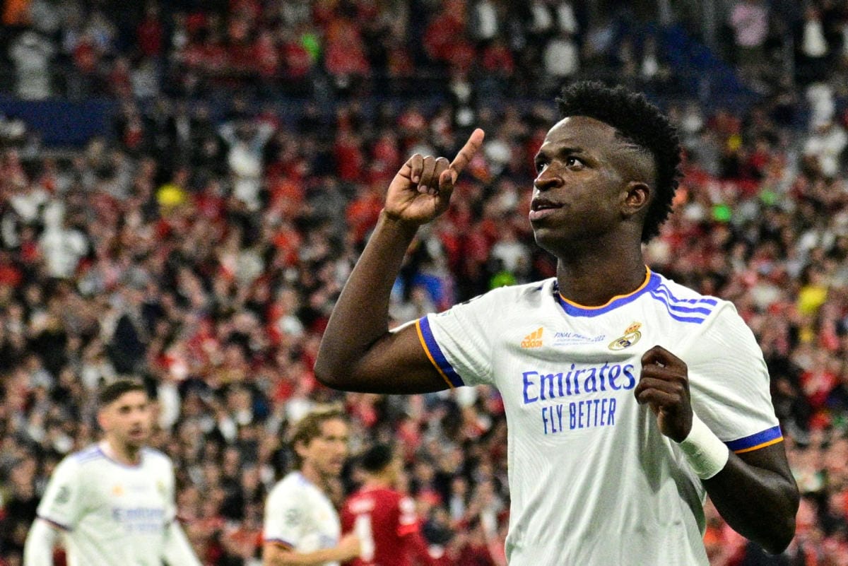 Vinicius Junior teki Real Madridin maalin noin tunnin kohdalla. LEHTIKUVA / AFP
