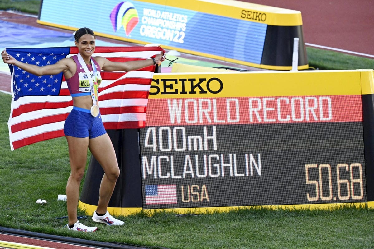 Sydney McLaughlin, 22, on nuoresta iästään huolimatta saavuttanut yleisurheilussa jo suuria. LEHTIKUVA / VESA MOILANEN