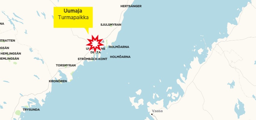 Lento-onnettomuus sattui Uumajan lähellä Ruotsissa sunnuntaina.