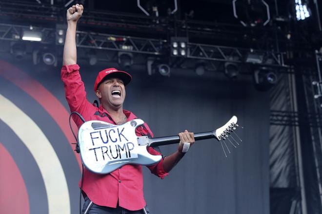 Kitaristi Tom Morello lähetti terveiset Yhdysvaltojen presidentti Donald Trumpille. KUVA: ANNE PUUMALA