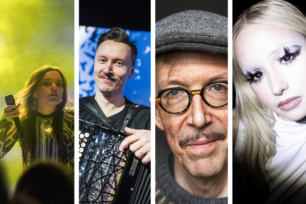Lapin musiikkikentän kirjoa vuonna 2025: Hildá Länsman, Harri Kuusijärvi, Pekka Kumpulainen ja Olga.