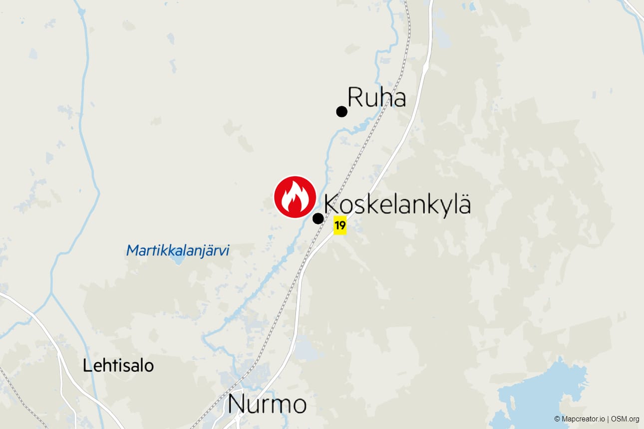 Tulipalossa tuhoutunut lato sijaitsee Nurmon ja Lapuan rajalla.