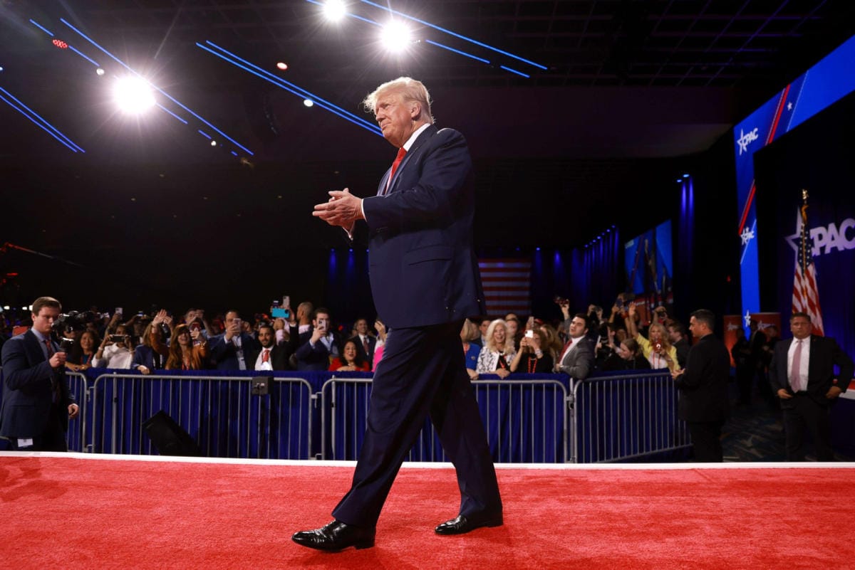 USA:n entinen presidentti Donald Trump puhui republikaanien ja konservatiivien tapahtumassa Floridassa. LEHTIKUVA/AFP