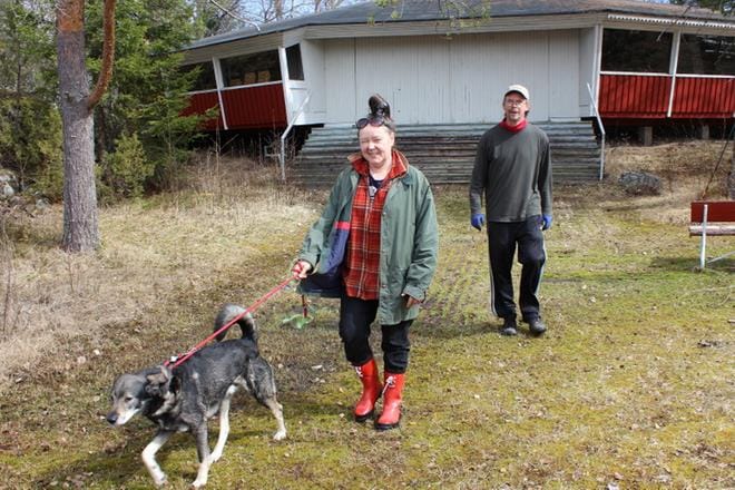 Aulavan alue on jo tullut tutuksi niin Iiri Jutilalle ja Siem van Kampenille kuin Mökö-koirallekin. KUVA: REIJO HEIKKILÄ