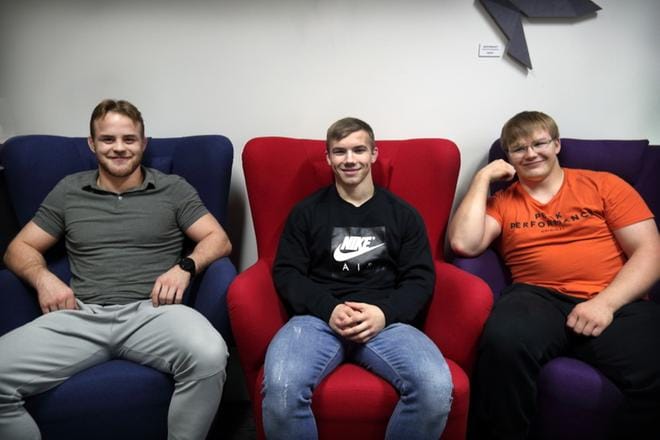 Toni Metsomäki (vas.), Mikko Peltokangas ja Konsta Mäenpää ovat valmiita alle 23-vuotiaiden MM-mittelöihin. KUVA: JOUKO HÄNNINEN