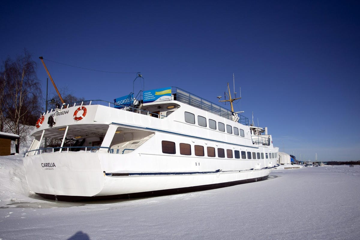 M/S Carelia liikennöi Saimaan kanavaa pitkin Lappeenrannasta Viipuriin. Lehtikuva / Lauri Heino