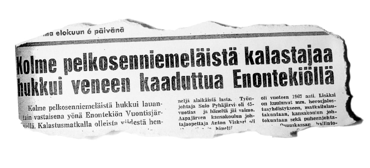 Lapin Kansan uutinen onnettomuudesta.